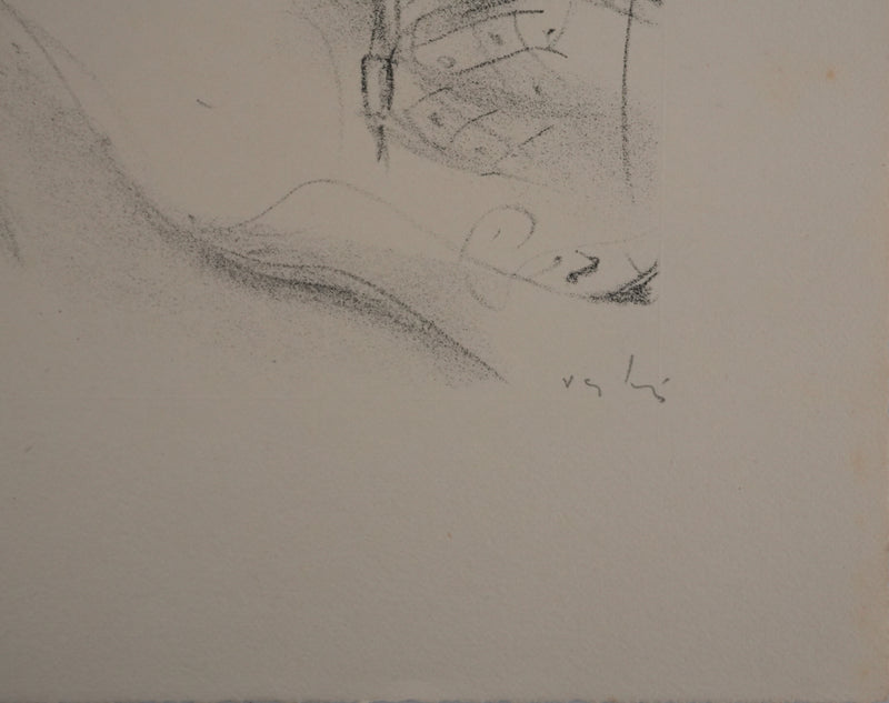 Marcel VERTES : Muse au drap, Lithographie originale signée