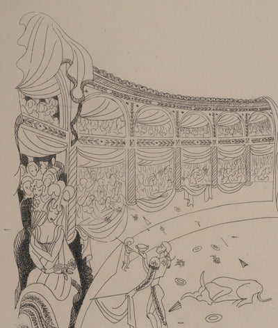 Louis TOUCHAGUES : La corrida, Gravure originale