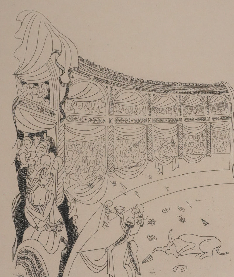 Louis TOUCHAGUES : La corrida, Gravure originale