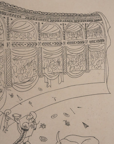Louis TOUCHAGUES : La corrida, Gravure originale