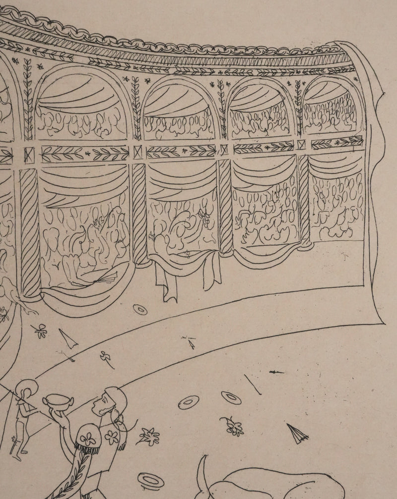 Louis TOUCHAGUES : La corrida, Gravure originale