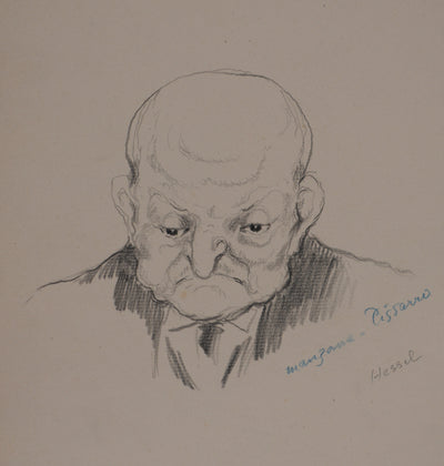 Georges MANZANA-PISSARRO : Hessel, l'homme âgé, Dessin original signé