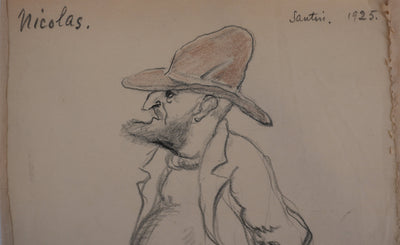 Georges MANZANA-PISSARRO : L'homme au chapeau, Nicolas, Dessin original signé