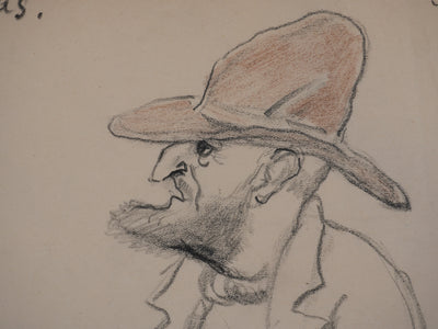 Georges MANZANA-PISSARRO : L'homme au chapeau, Nicolas, Dessin original signé
