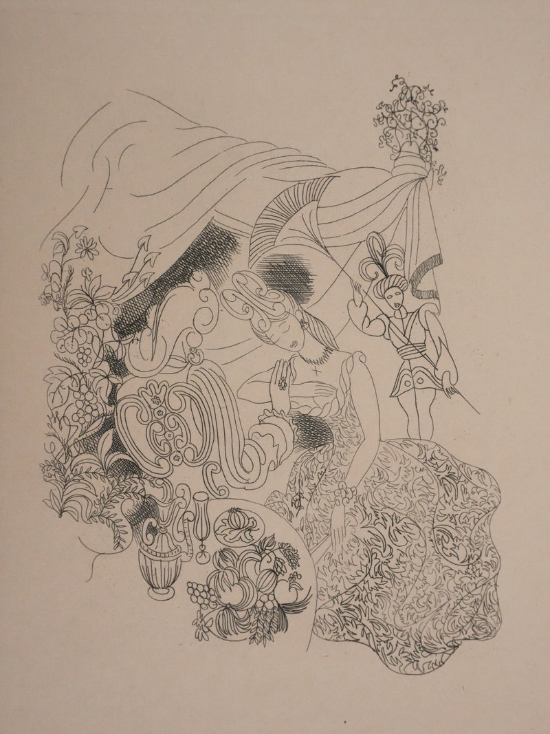 Louis TOUCHAGUES : Discussion intime, Gravure originale