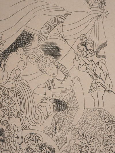 Louis TOUCHAGUES : Discussion intime, Gravure originale