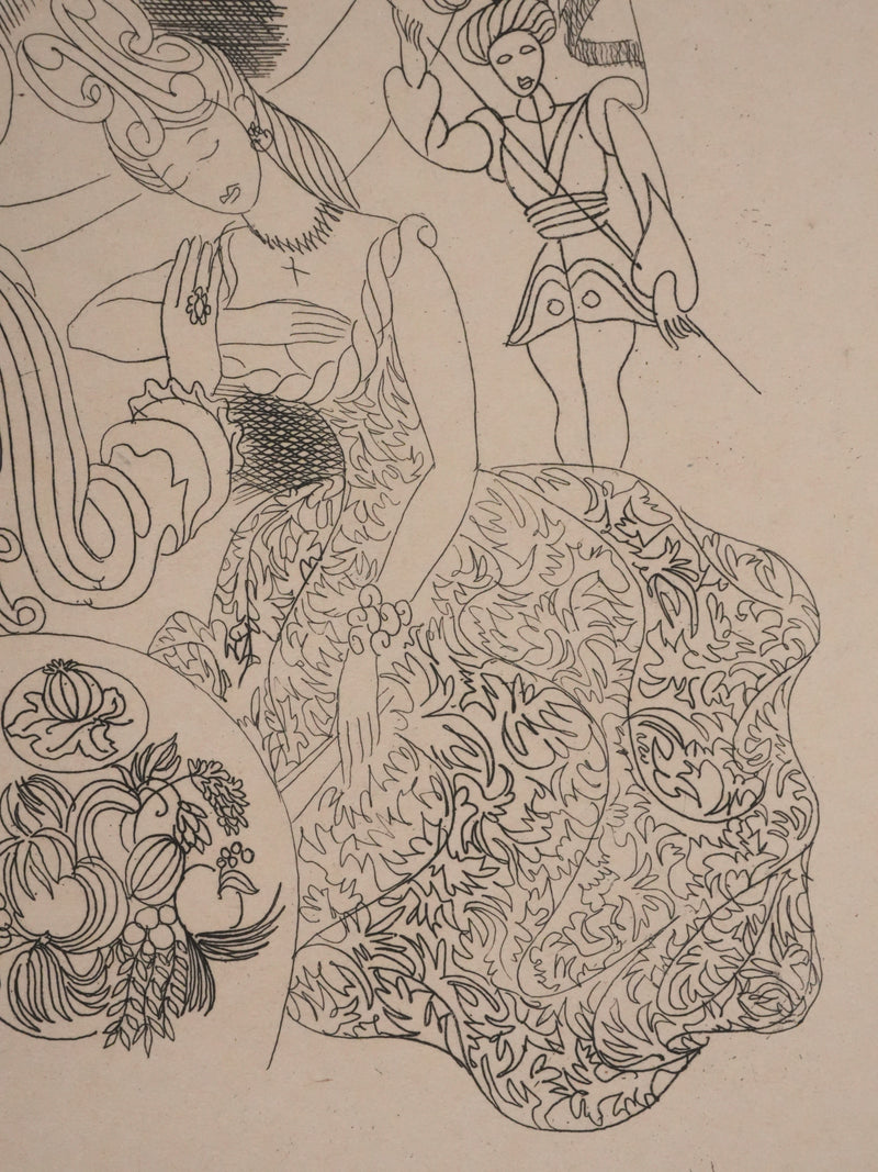 Louis TOUCHAGUES : Discussion intime, Gravure originale