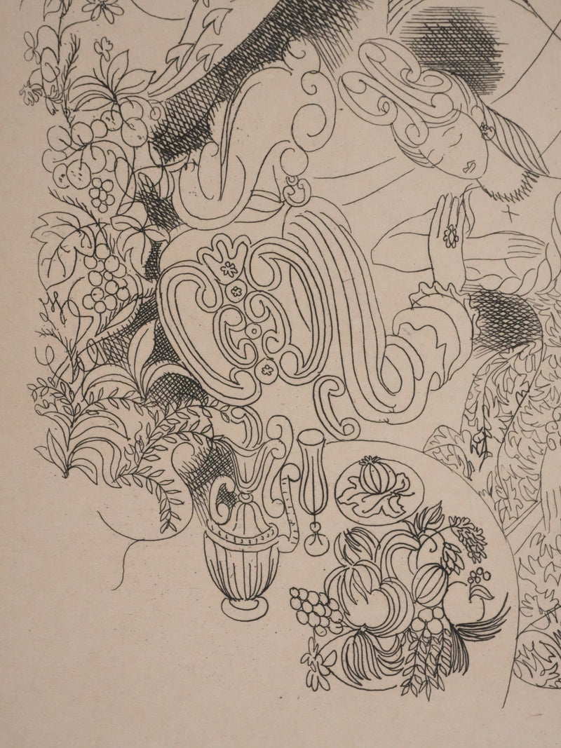 Louis TOUCHAGUES : Discussion intime, Gravure originale