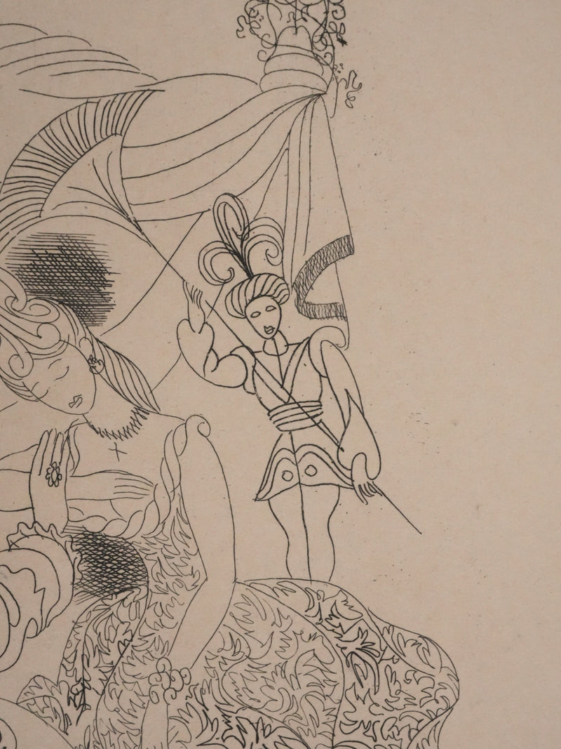 Louis TOUCHAGUES : Discussion intime, Gravure originale