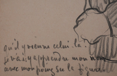 Georges MANZANA-PISSARRO : Jeune homme à la cigarette, Dessin original signé