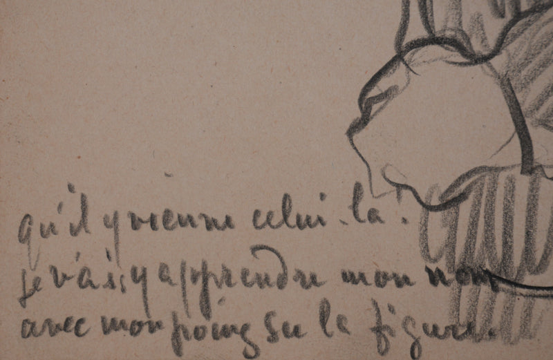 Georges MANZANA-PISSARRO : Jeune homme à la cigarette, Dessin original signé
