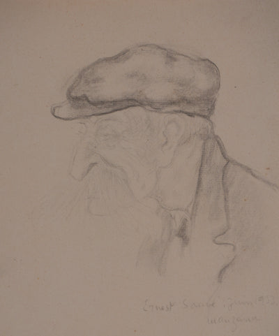 Georges MANZANA-PISSARRO : Vieillard aux grandes moustaches, Dessin original signé