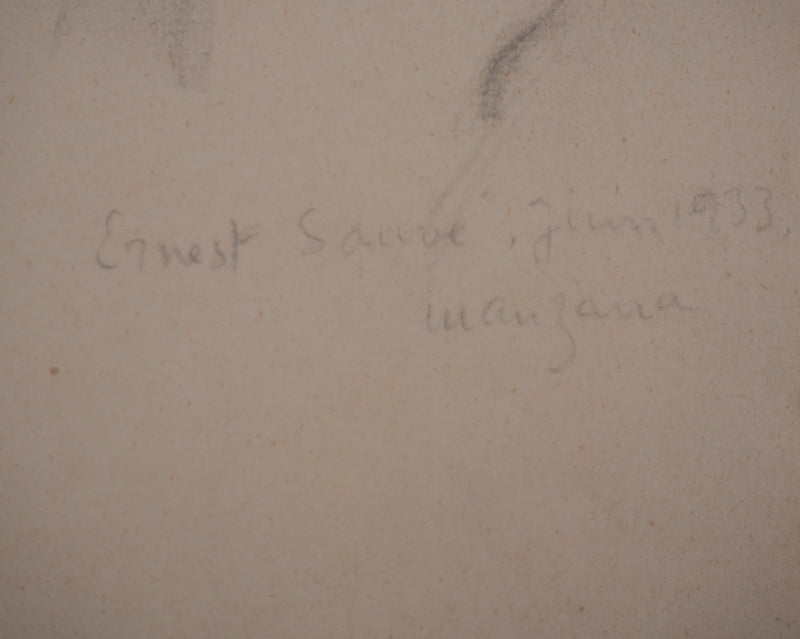 Georges MANZANA-PISSARRO : Vieillard aux grandes moustaches, Dessin original signé