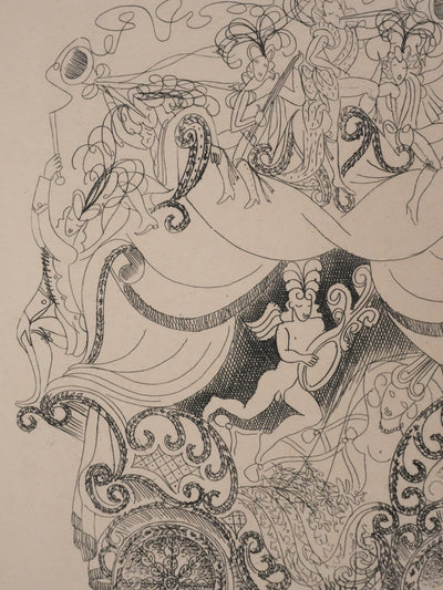 Louis TOUCHAGUES : Le carrosse musical, Gravure originale
