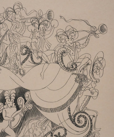 Louis TOUCHAGUES : Le carrosse musical, Gravure originale