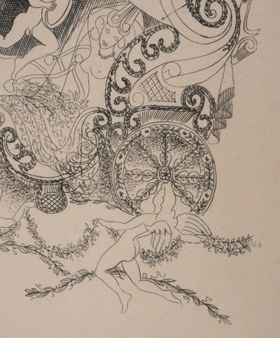 Louis TOUCHAGUES : Le carrosse musical, Gravure originale