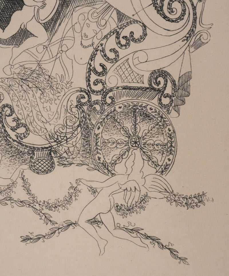 Louis TOUCHAGUES : Le carrosse musical, Gravure originale