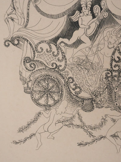 Louis TOUCHAGUES : Le carrosse musical, Gravure originale