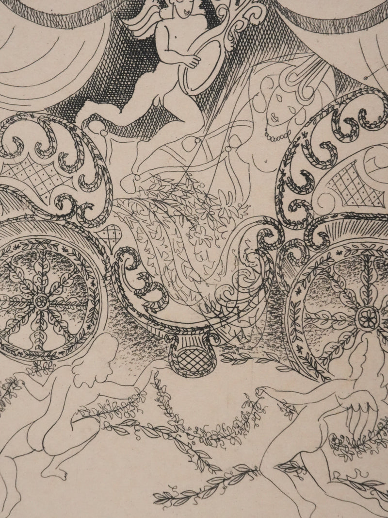 Louis TOUCHAGUES : Le carrosse musical, Gravure originale