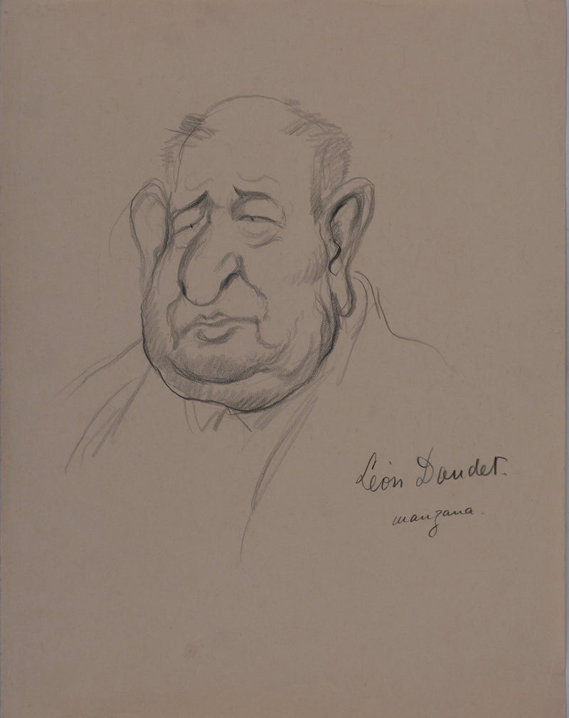Georges MANZANA-PISSARRO : Léon Daudet, Dessin original signé
