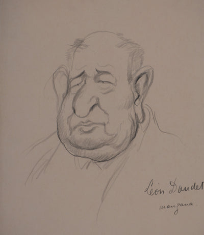 Georges MANZANA-PISSARRO : Léon Daudet, Dessin original signé
