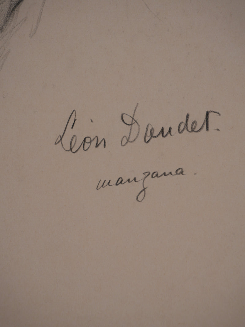 Georges MANZANA-PISSARRO : Léon Daudet, Dessin original signé