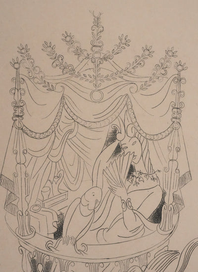 Louis TOUCHAGUES : La loge fleurie, Gravure originale