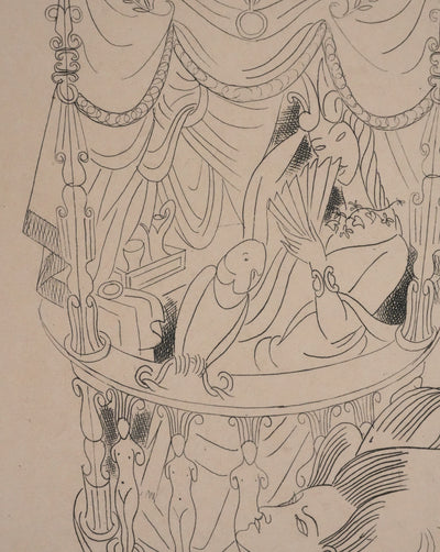 Louis TOUCHAGUES : La loge fleurie, Gravure originale