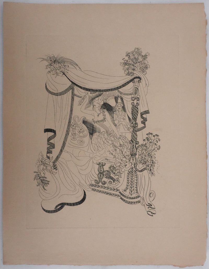 Louis TOUCHAGUES : Rendez-vous dans la loge, Gravure originale