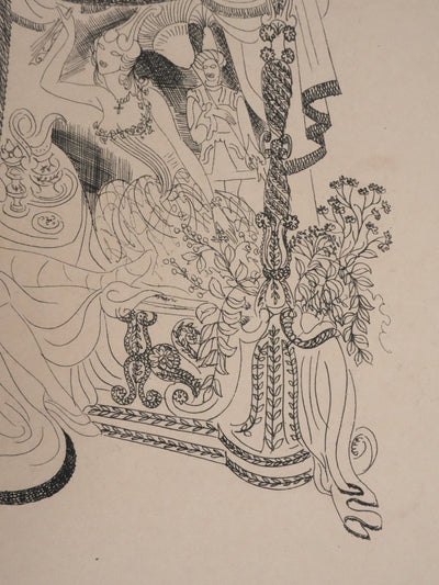 Louis TOUCHAGUES : Rendez-vous dans la loge, Gravure originale