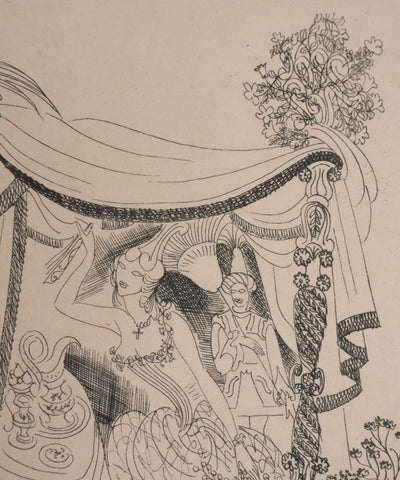 Louis TOUCHAGUES : Rendez-vous dans la loge, Gravure originale