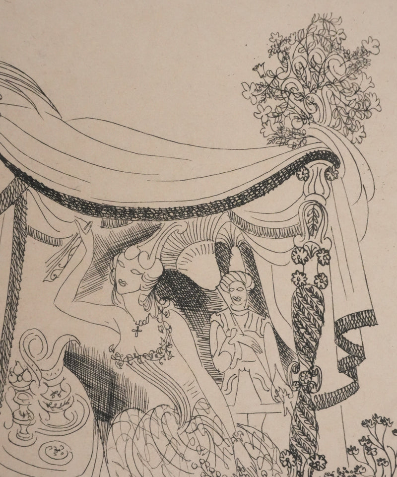 Louis TOUCHAGUES : Rendez-vous dans la loge, Gravure originale