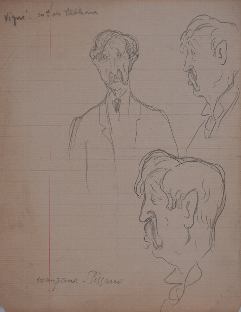 Georges MANZANA-PISSARRO : Etude pour un portrait, Dessin original signé