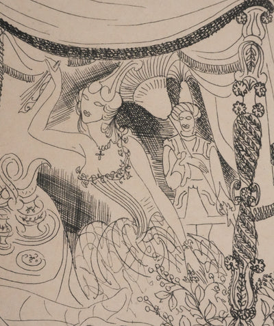 Louis TOUCHAGUES : Rendez-vous dans la loge, Gravure originale