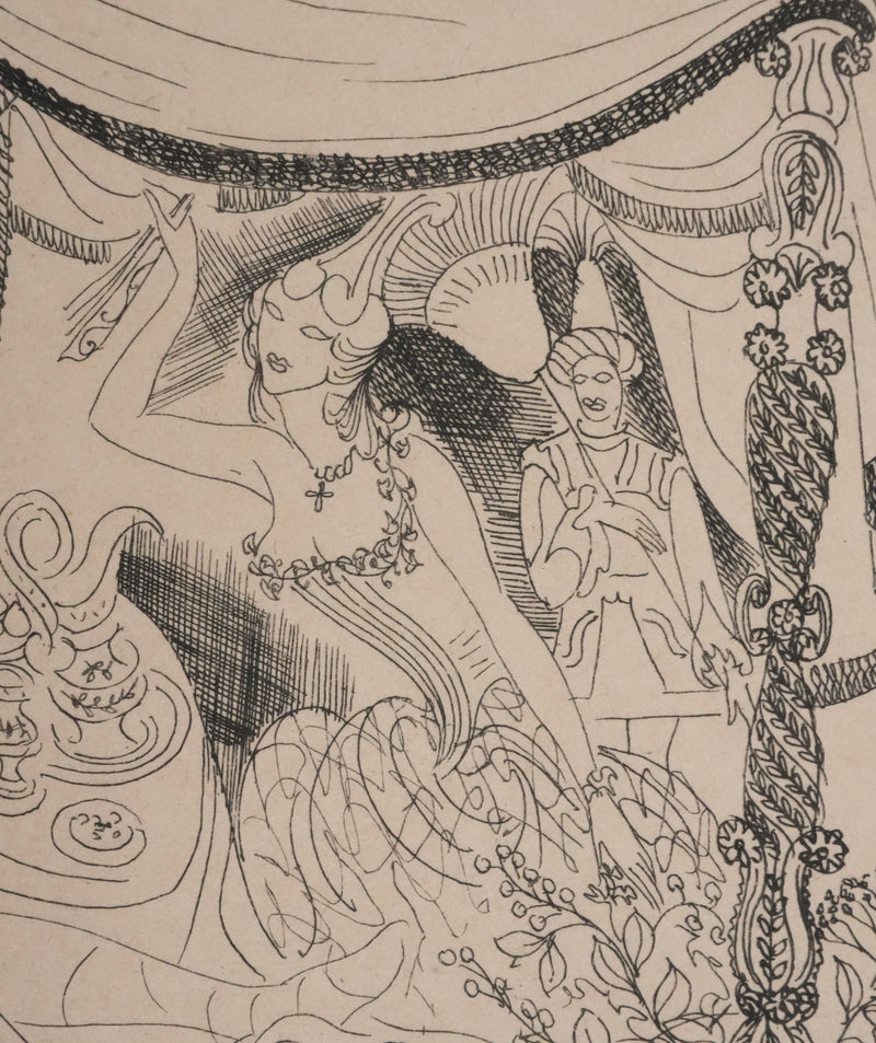 Louis TOUCHAGUES : Rendez-vous dans la loge, Gravure originale