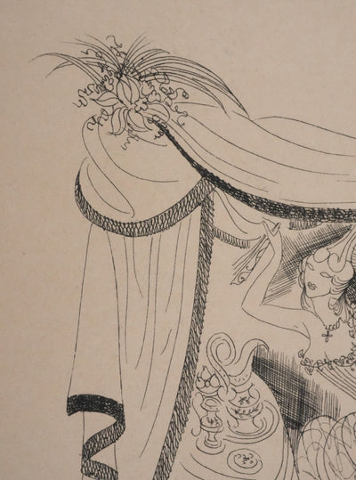 Louis TOUCHAGUES : Rendez-vous dans la loge, Gravure originale