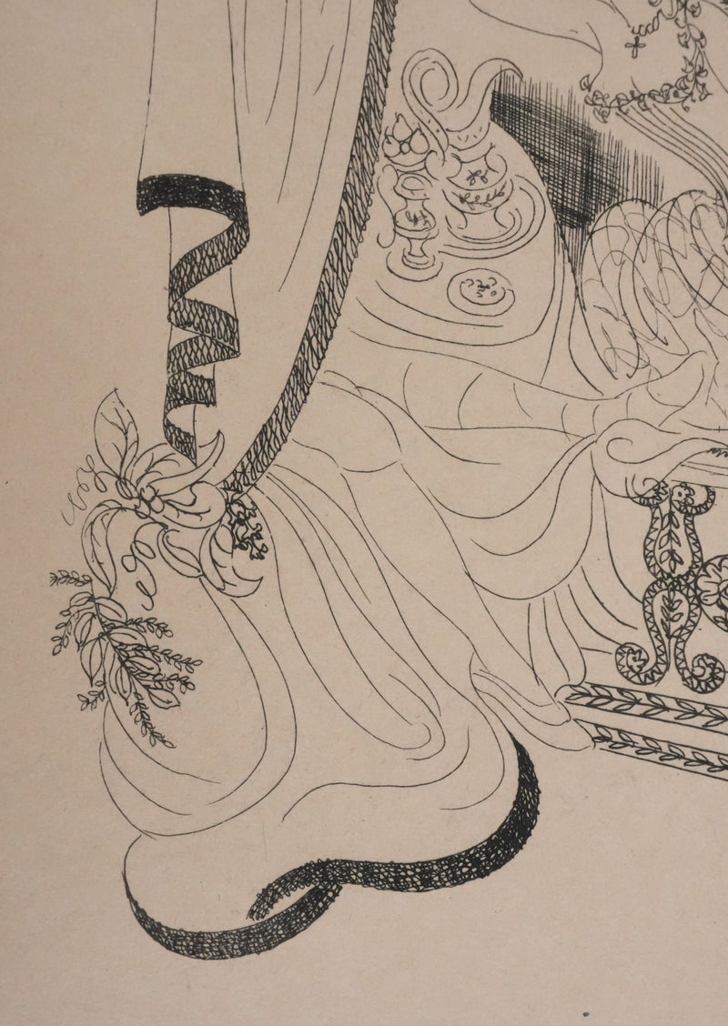 Louis TOUCHAGUES : Rendez-vous dans la loge, Gravure originale