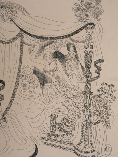 Louis TOUCHAGUES : Rendez-vous dans la loge, Gravure originale