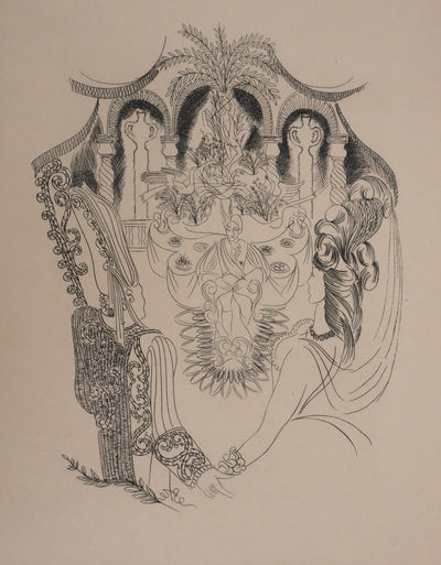 Louis TOUCHAGUES : Le diner au palais, Gravure originale