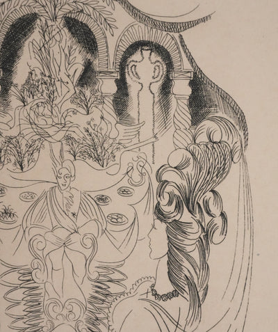Louis TOUCHAGUES : Le diner au palais, Gravure originale