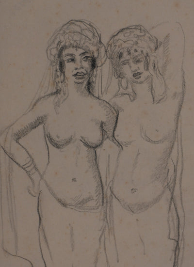 Georges MANZANA-PISSARRO : Femmes habillées à la turque, Dessin original signé