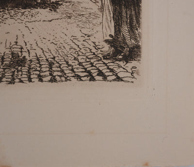 Léon DESBUISSONS : Les vendanges alsaciennes, Gravure originale