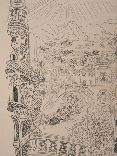 Louis TOUCHAGUES : Parade en ville, Gravure originale