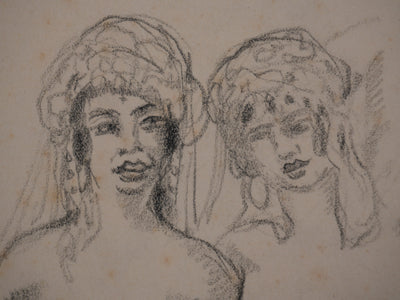 Georges MANZANA-PISSARRO : Femmes habillées à la turque, Dessin original signé