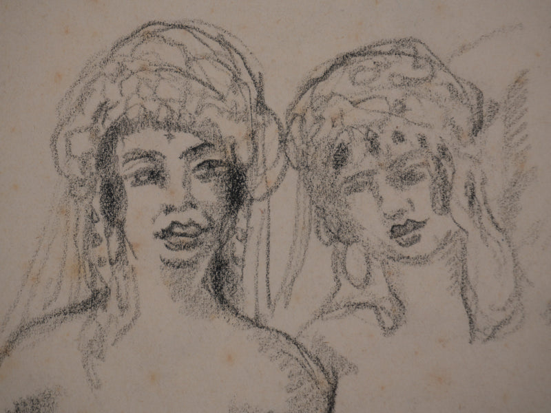 Georges MANZANA-PISSARRO : Femmes habillées à la turque, Dessin original signé
