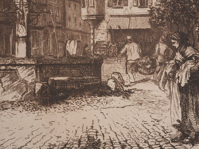 Léon DESBUISSONS : Les vendanges alsaciennes, Gravure originale
