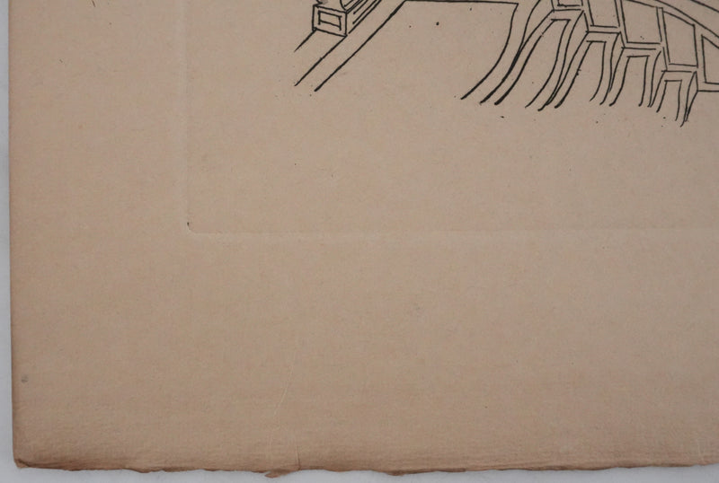 Louis TOUCHAGUES : Parade en ville, Gravure originale