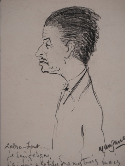 Georges MANZANA-PISSARRO : Portrait de Labro-Font, Dessin original signé