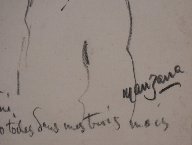 Georges MANZANA-PISSARRO : Portrait de Labro-Font, Dessin original signé