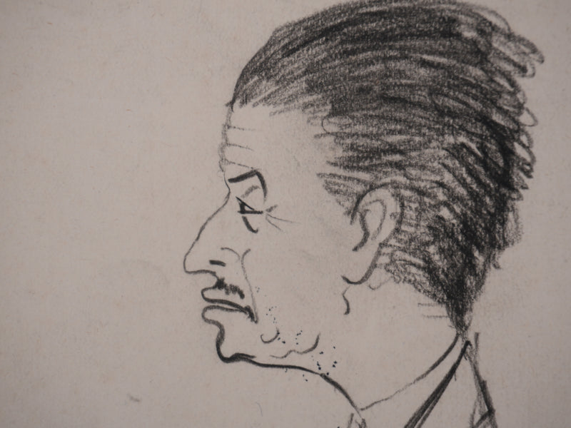 Georges MANZANA-PISSARRO : Portrait de Labro-Font, Dessin original signé